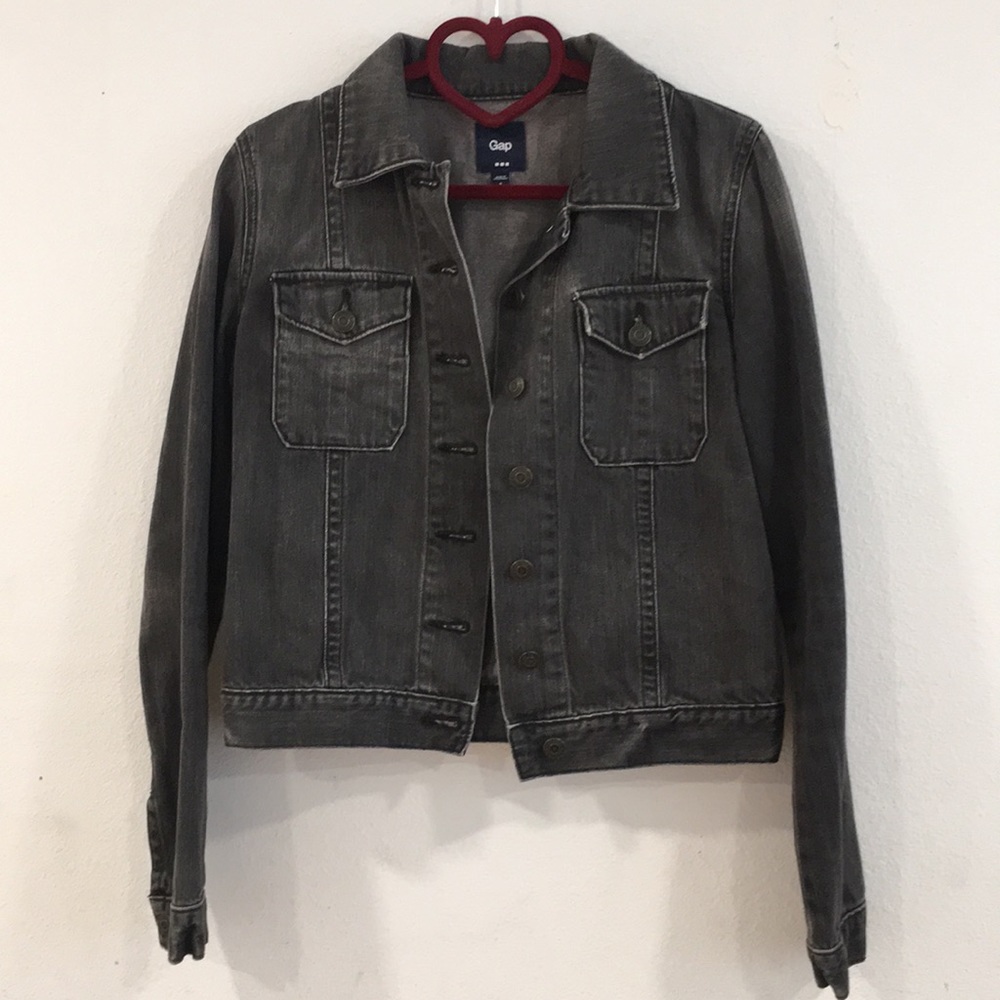 faded black denim jacket